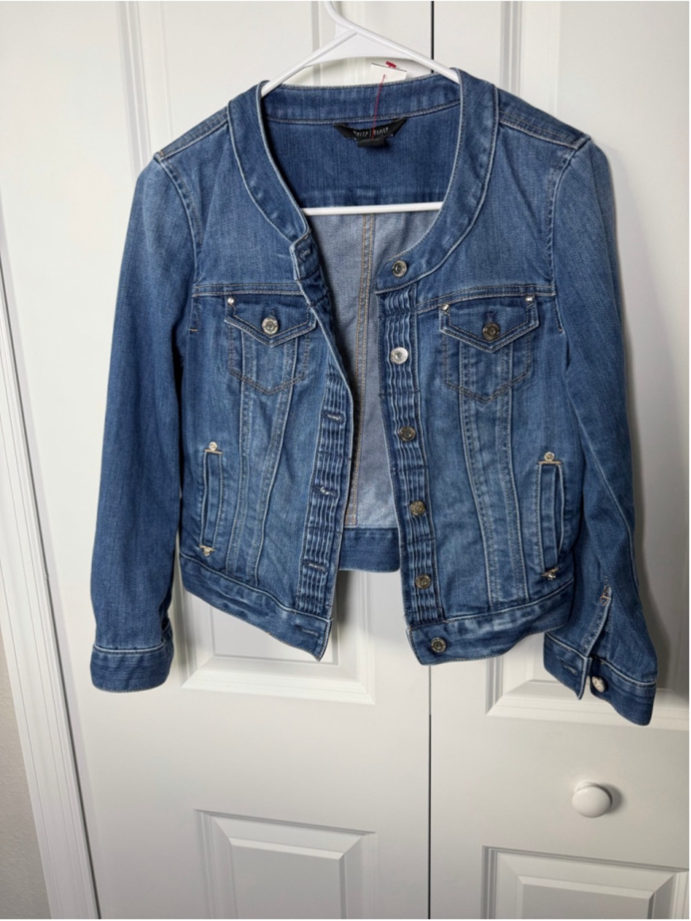 White House Black Market Blue Jean Jacket Size 4 EUC